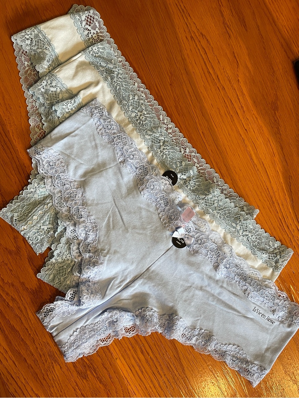 La Vie en Rose XL Cotton Lace Panties 3 Pack NWT Blue Green